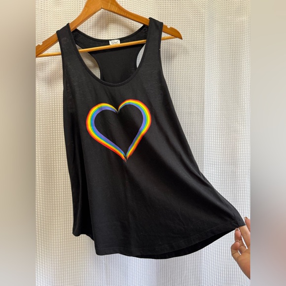Kismet Black Tank Top with Rainbow Heart - size medium - Picture 2 of 8